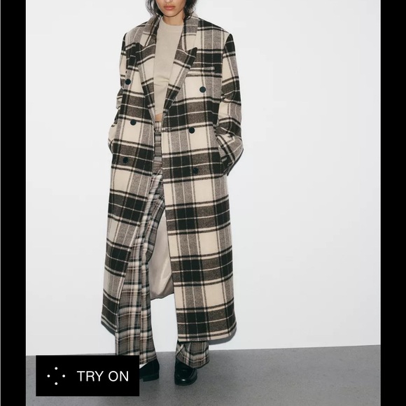 Zara Plaid Double-Breasted Women's Coat NWT - Picture 2 of 3